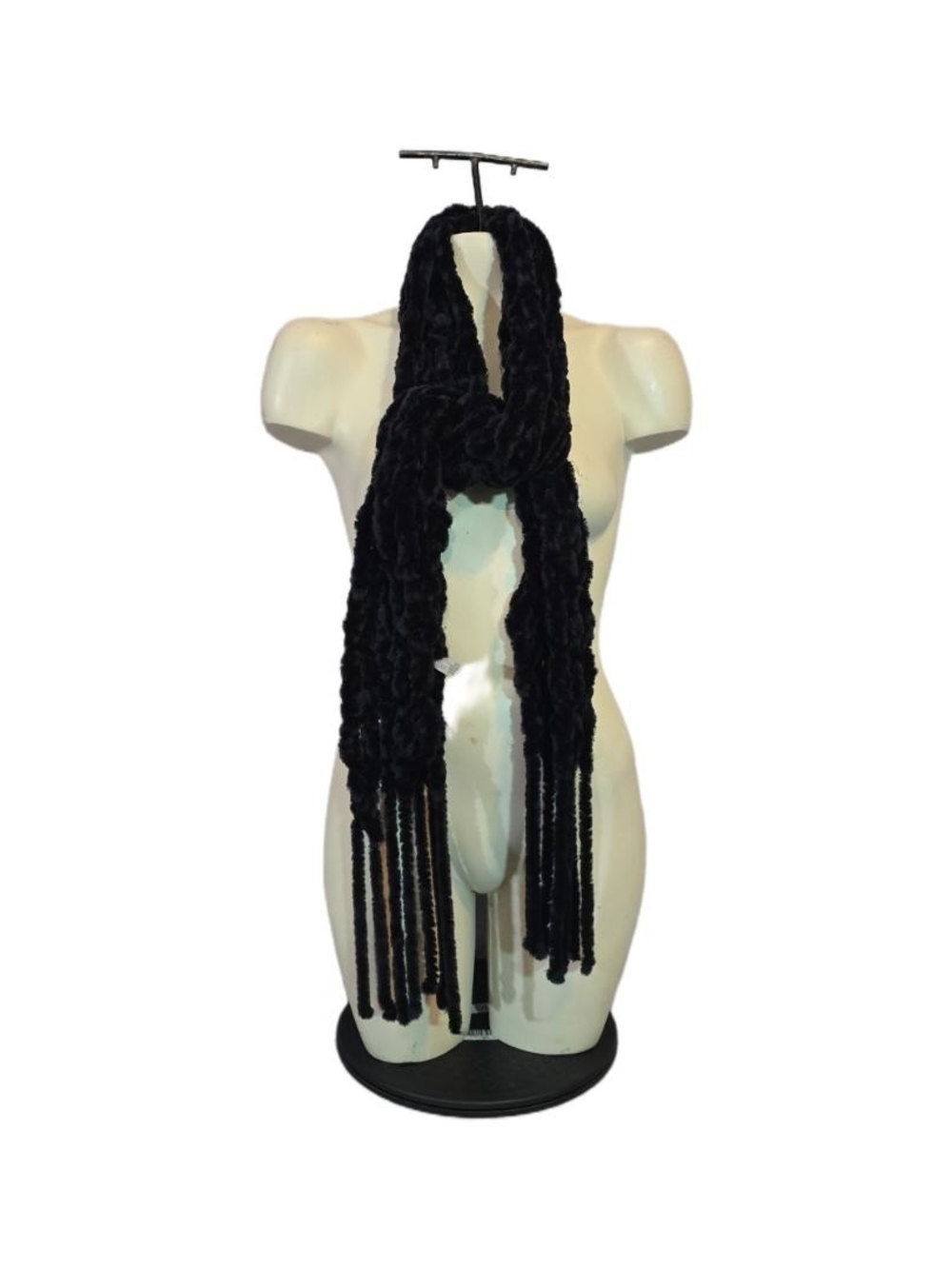 Tino Cosma Black Plush Fringe Scarf - Women's Accessory
